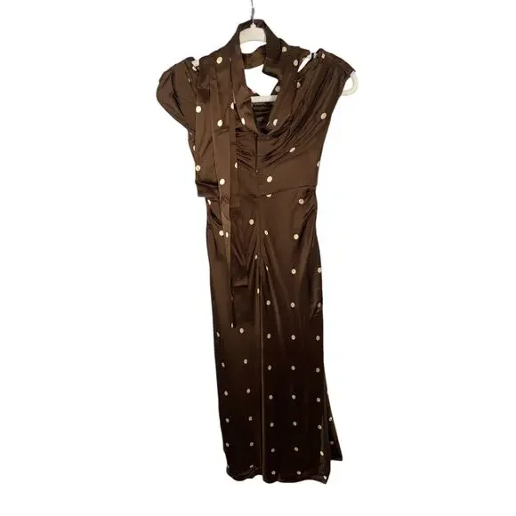 beautiful brown dress Brown Ivory Polka Dot Lainey Midi Dress